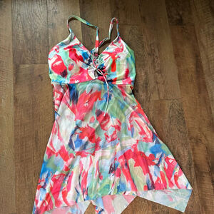 Women's Hanna Nikole Swim Coverup Plus Size 22 Pink Blue Floral